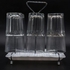 Silver Counter Top 6 Glass Drying-Holder Metal Rack Stand With White Drain Tray