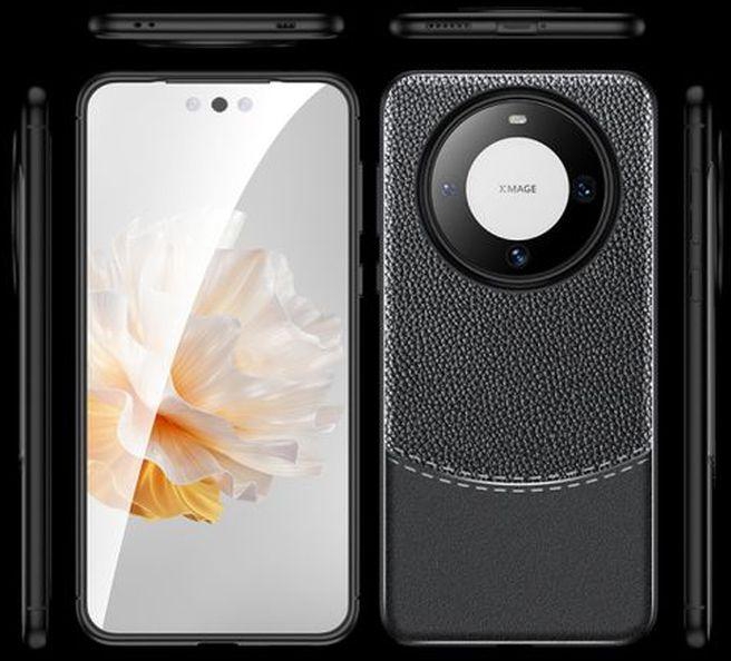 For Huawei Mate 60 Pro Plus , Litchi Carbon Fiber Case - Anti-Shock - Black