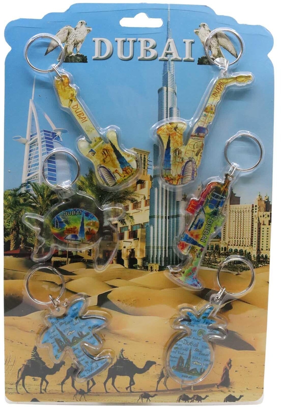 Dubai Printed Keychain Set Multicolour 6 PCS