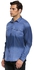 Sunshine Slim Long Sleeve Button Down Denim Casual Shirts-Blue
