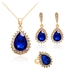 Yellow Gold Plated Leaf Shape Blue Crystal Jewellery Set MM423
