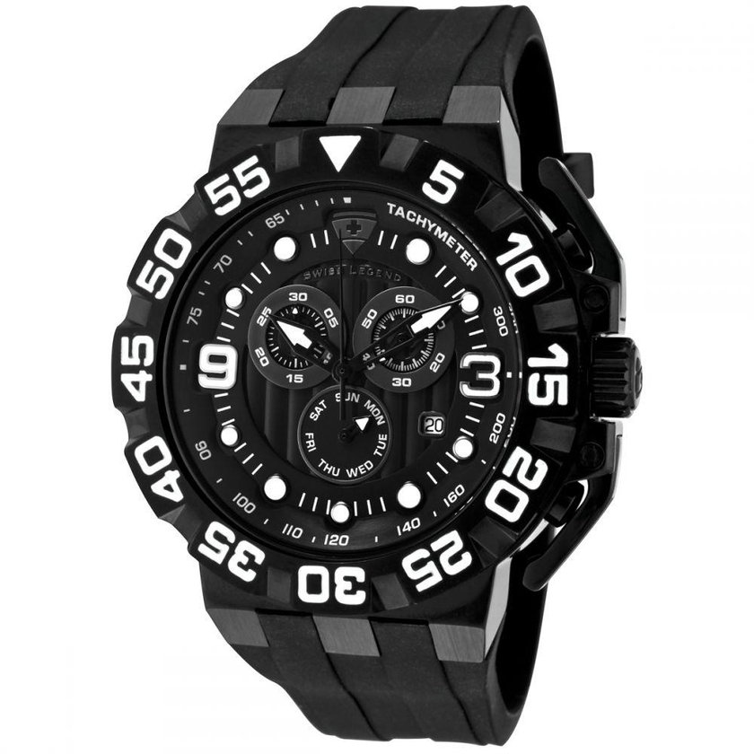 Swiss Legend Challenger For Men Black Dial Silicone Band Watch - SL-10125-BB-01-SA