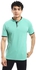 Izor Mandarin Collar Light Green with Touch of Black Polo T-Shirt