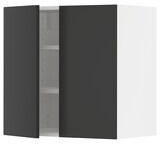 METOD Wall cabinet with shelves/2 doors, white/Nickebo matt anthracite, 60x60 cm - IKEA