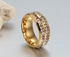 Women Ring 18k gold plated stainless steel, 2 Rows Austrian crystal rings , Size 10