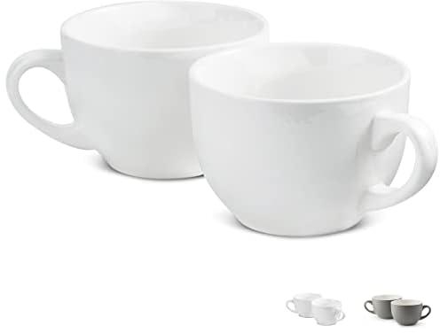 Large Coffee Mug Set Jumbo Soup and Cereal Mug Set 24 Ounce for Jumbo Mugs with Handles for Latte Coffee, Cold Drinks, White