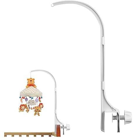 Baby Crib Mobile Arm Bracket, 24 Inch Baby Crib Mobile Bed Bell Holder, Rotating Nut Screw Adjustable Arm Holder,Baby Toy Decoration Hanging Arm Bracket (White)