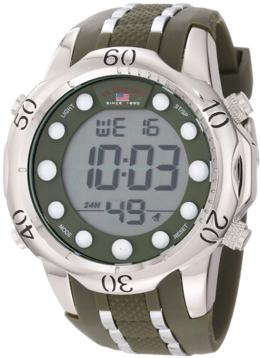 U.S. Polo Assn. Men's US9301 Olive Green Rubber Strap Digital Watch