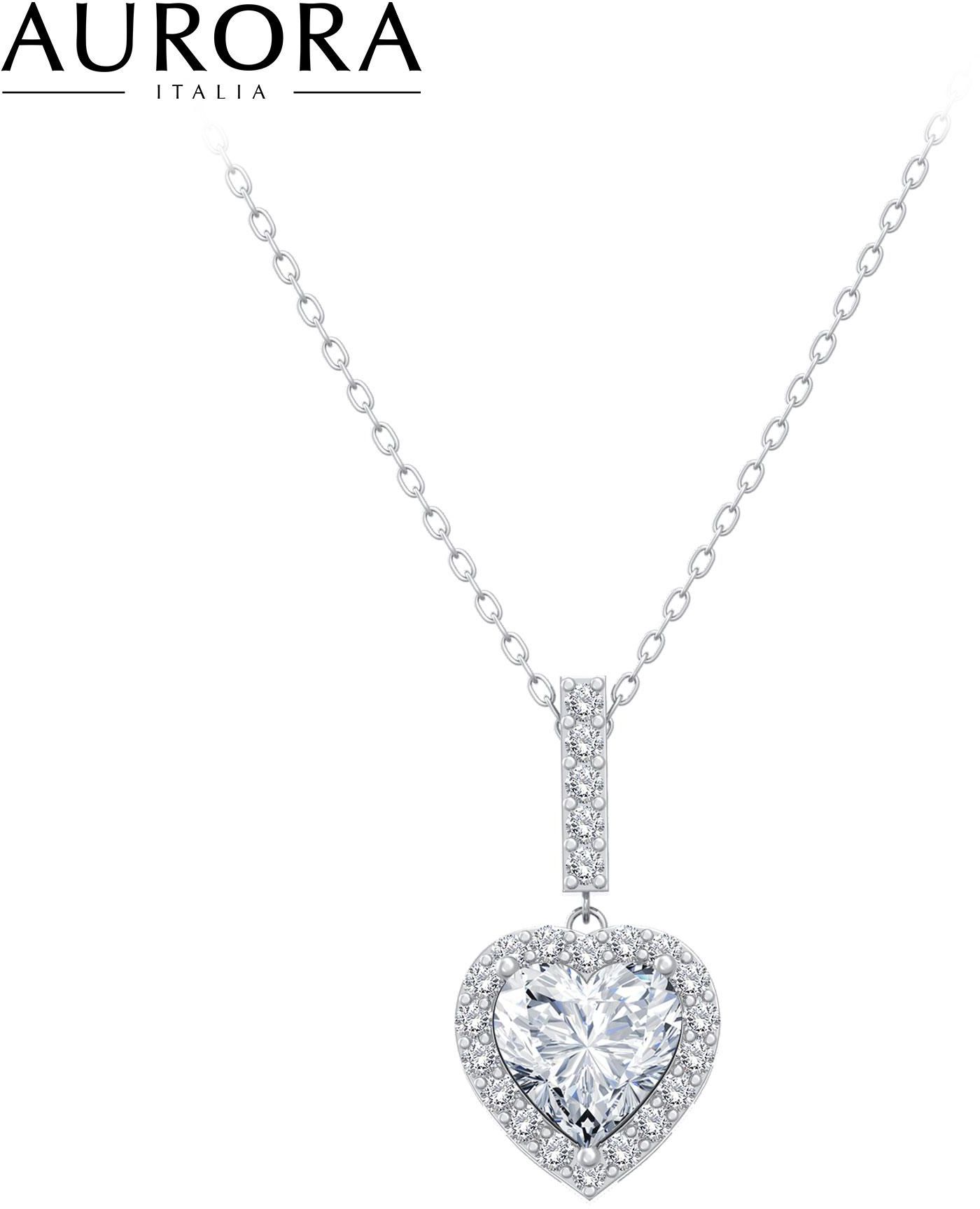 Auroses Only Heart Necklace 925 Sterling Silver 18K White Gold Plated