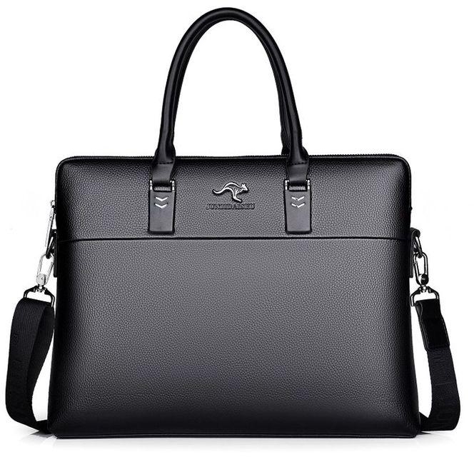 Men's Leather Business Bag Men's Briefcase Office Bags- Black