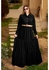 Long-Sleeve Midi Shirt Dress - Black