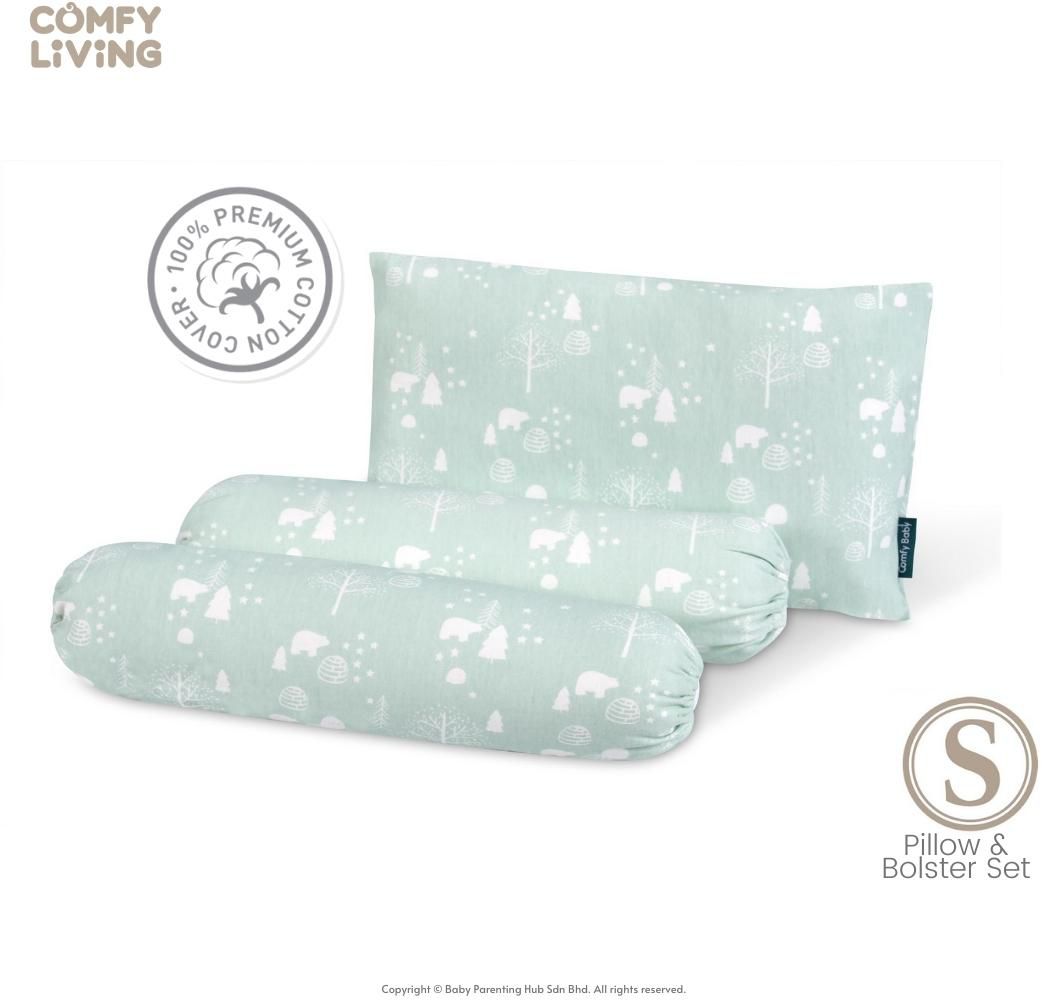 Comfy Living Baby Pillow & Bolster Set S (Green Bear)