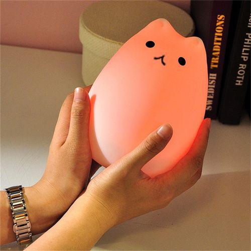 Colorful 7 Colors Cat LED Children Animal Night Light Silicone Soft Cartoon