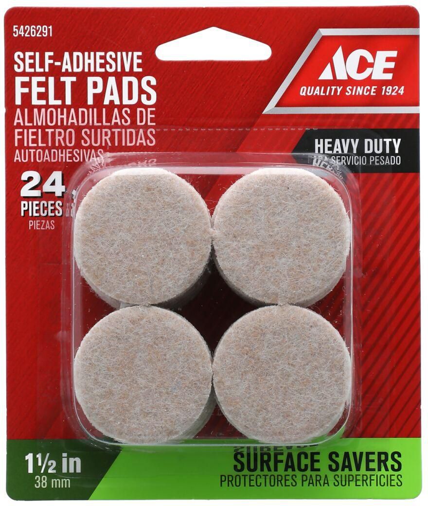 Ace 24-Piece Self Adhesive Round Felt Pads Brown 1.5inch