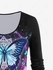 Plus Size Long Sleeve Butterfly Dreamcatcher Print T-shirt - 5x | Us 30-32