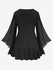 Plus Size Hook-and-Eye Buckle  Lace Trim Ruffles Sheer Bell Sleeves T-shirt - M | Us 10