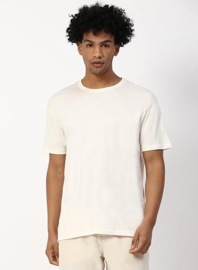 Placement Printed Oversized T-Shirt Beige