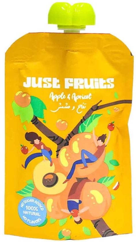 Just Fruits Apple and Apricot Puree Pouch Snack - 110 gram