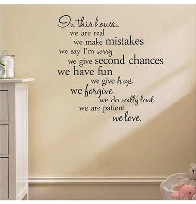 House Rules Quote Wall Stickers Home Decor Living Room Diy Wall Art Decals Removable Sticker Black 60*29cm