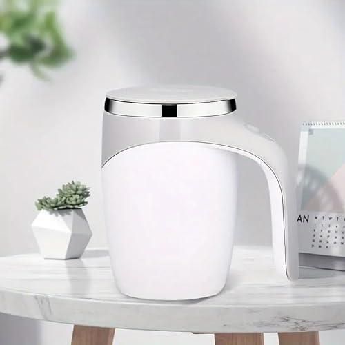 USB Heat Preservation Mixer Mug Charging Automatic Stirring Wand, Portable Stainless Steel Electric Spray Cap for Immunodeficiency Treatment, Coffee and Tea, Save Time and Effort (White)