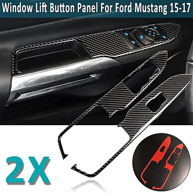 Carbon Fiber Interior Window Switch Panel Frame Cover For Ford Mustang 2015-2017