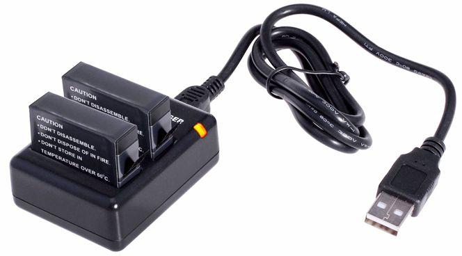 USB Dual Battery Charger for GoPro Hero4 Camcorder - AHDBT-401