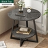Jjone Round Coffee Table, Double Layer Sofa Side Table End Table, Imitation Marble Coffee Round Table Snack Table Bedside Table With Simple Design For Living Room Small Space (H221-B)