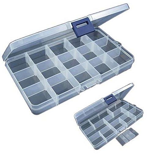 Generic Braveayong 15 Slots Adjustable Plastic Fishing Lure Hook Tackle Box Storage Case Organizer -WhiteWhite
