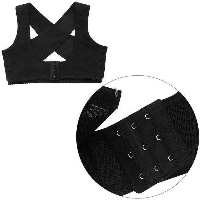 Allwin Women Adjustable Shoulder Back Posture Corrector Chest Brace Support Belt Vest-Black