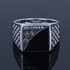Black Epoxy Stainless Steel Crystal Men Ring Size 8