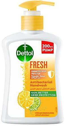 Dettol Fresh Hand Wash Liquid Soap Pump for Effective Germ Protection & Personal Hygiene, Protects Against 100 Illness Causing Germs, Citrus & Orange Blossom, 200ml (Pack of 1)