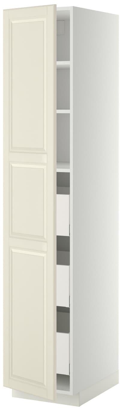 METOD / MAXIMERA خزانة عالية بأدراج - أبيض/Bodbyn أبيض-عاجي ‎40x60x200 سم‏