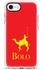 غطاء حماية واق لهاتف أبل آيفون 8 نمط باللون الأحمر بالكامل ومطبوع بكلمة "Bolo"