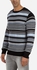 Dart Striped Round Neck Pullover - Black , Blue , Grey & White