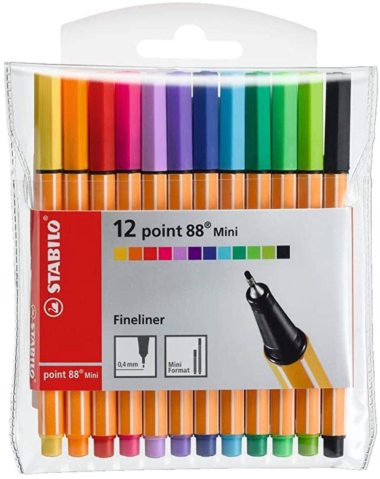 Stabilo Point 88 Mini Fineliner Pen Multicolour 0.4mm 12 PCS
