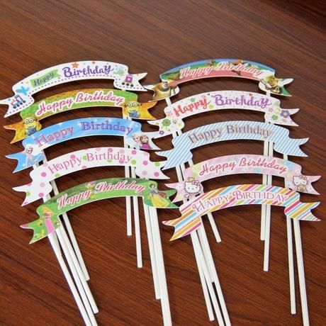 Lsthometrading Cupcake Toppers Cake Flag Birthday (Multi Colors)
