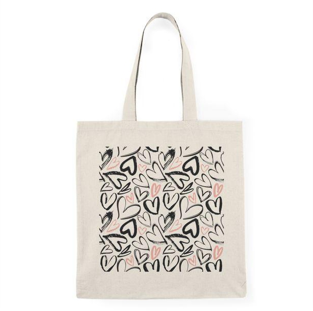 Black And Pink Valentines Day Patterns Tote Bag