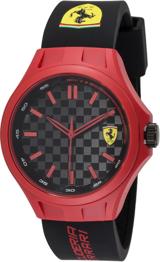 Ferrari Scuderia Pit Crew Men's Black Dial Silicone Band Watch - 830287