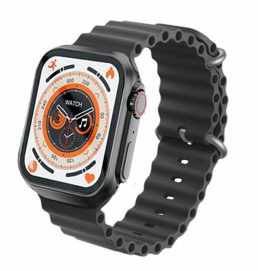 W&O X9 Ultra Series 8 Smart Watch 2.02 Inch Amoled Screen IPS Display NFC Bluetooth V5 Call Waterproof IP67 Wireless Charger - Black