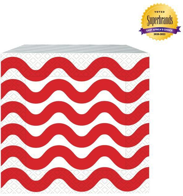 Velvex Moments Waves Red Serviettes 50 Sheets