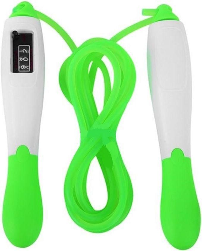 Plastic Silicone Jumping Rope With Digital Counter - Green And White