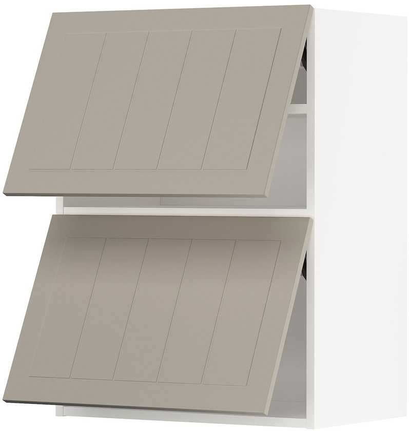 METOD خزانة حائط أفقية مع بابين زجاجية - أبيض/Stensund بيج ‎60x80 سم‏