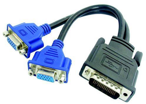 Golden 59-Pin Male to Dual VGA Female Y Splitter Video Card Adapter