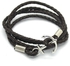 Bracelets Scheduled from leather Plaited with anchor form Black color Item 415 - 2 - 1