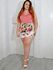 Plus Size & Curve Flower Print Belted Loose Shorts - 3x