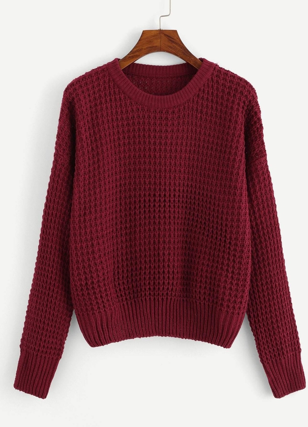 SHEIN | Drop Shoulder Waffle Knit Sweater