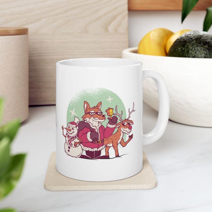 Fox Santa Christmas Mug مج مطبوع للكريسماس