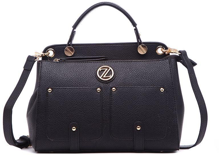 Zeneve London 63S101 Straight Cut Satchel Bag for Women - Black