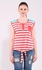 Striped Sleeveless Tee - Coral & White -L.W.RED