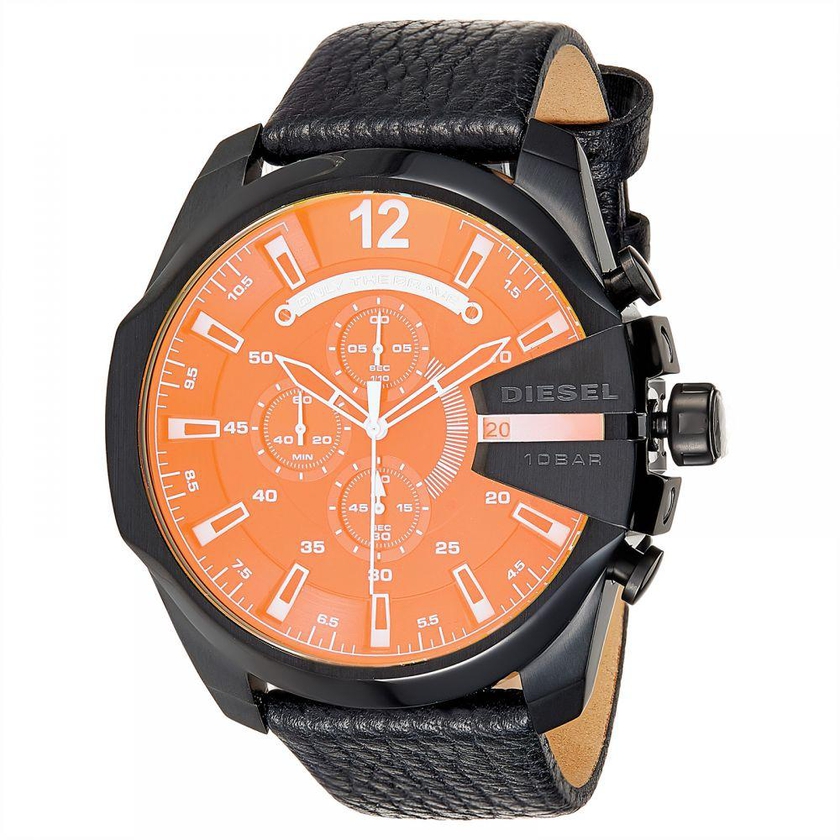 Diesel Mega Chief for Men - Analog Leather Band Watch - DZ4323